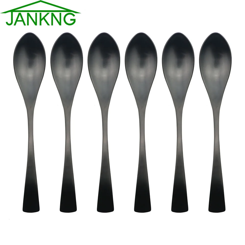 JANKNG 6 Pcs/Lot Matte Black Dinner Spoon Flatware Set Stainless Steel Rice Soup Service Spoon Cutlery Salad Spoon Dinnerware
JANKNG 6 Pcs/Lot Matte Black Dinner Spoon Flatware Set Stainless Steel Rice Soup Service Spoon Cutlery Salad Spoon Dinnerware