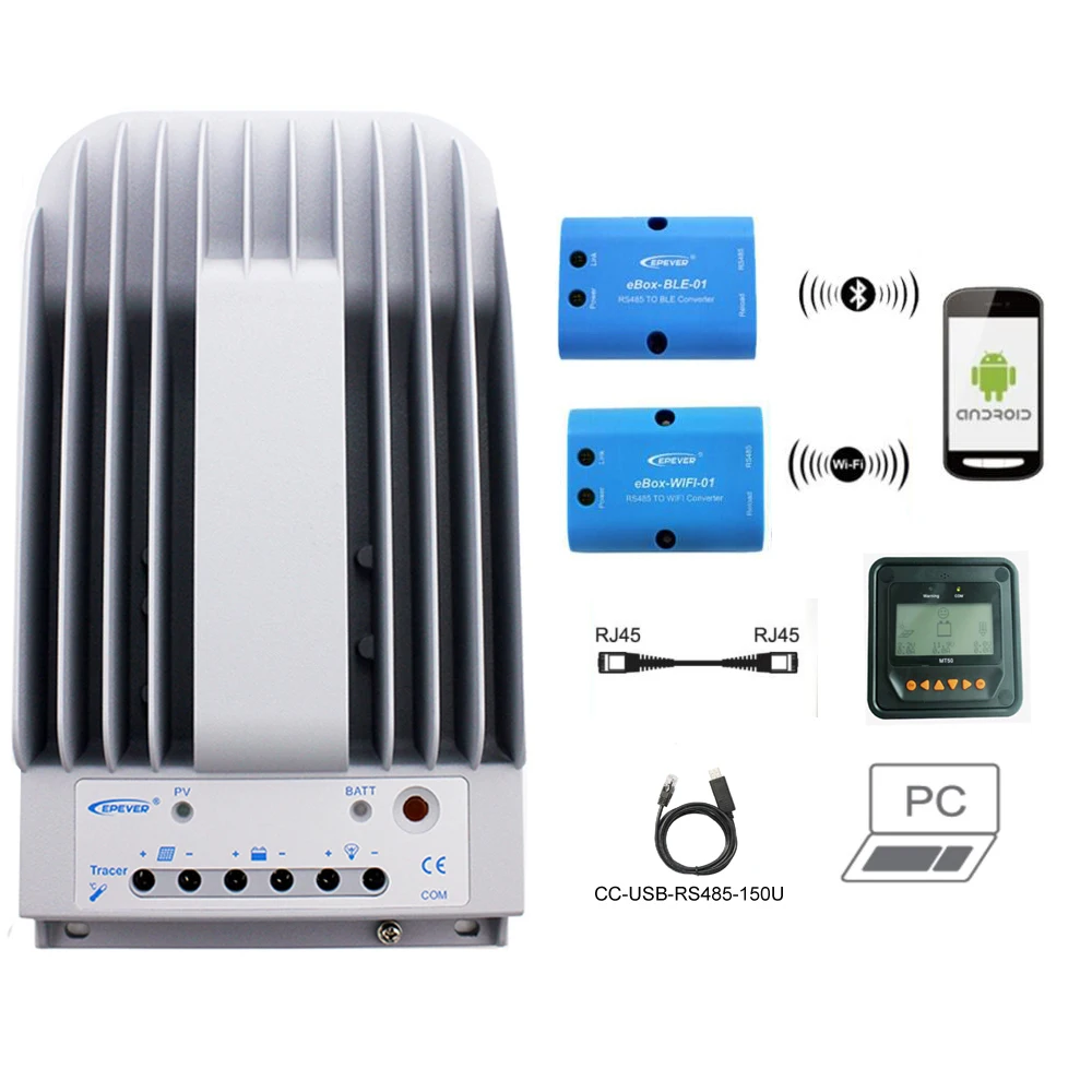 Tracer 3215BN 30A MPPT Solar Charge Controller 12V 24V LCD EPEVER Regulator MT50 WIFI Bluetooth PC Communication Mobile APP
Tracer 3215BN 30A MPPT Solar Charge Controller 12V 24V LCD EPEVER Regulator MT50 WIFI Bluetooth PC Communication Mobile APP