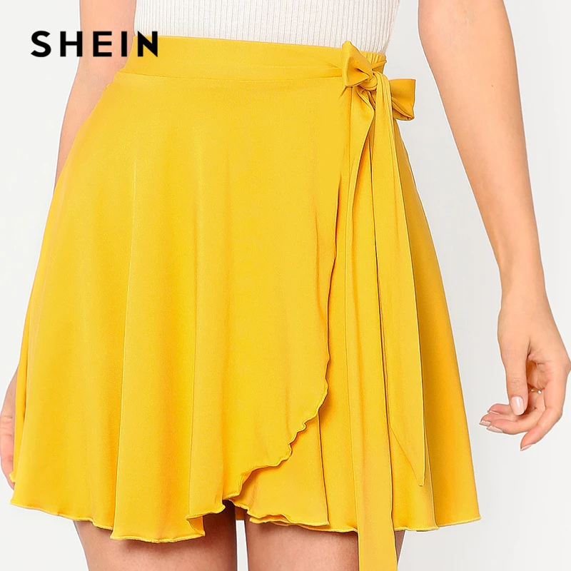 SHEIN 2018 Women's Summer Solid Yellow Skirts Elastic Waist Self Belted Overlap Skirt Elegant A Line Mid Waist Preppy Mini Skirt
SHEIN 2018 Women's Summer Solid Yellow Skirts Elastic Waist Self Belted Overlap Skirt Elegant A Line Mid Waist Preppy Mini Skirt
