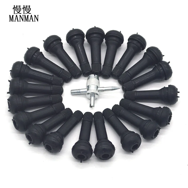 20PCS TR414 Snap-In Tire Valve Stems Short Black Rubber Tubeless tyre repair products and send a wrench
20PCS TR414 Snap-In Tire Valve Stems Short Black Rubber Tubeless tyre repair products and send a wrench