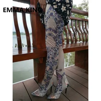 Handmade Luxury Crystal Studded Women Over The Knee Socks Boots Pointed Toe Party High Heels Shoes Woman Thigh High Long Boots
Handmade Luxury Crystal Studded Women Over The Knee Socks Boots Pointed Toe Party High Heels Shoes Woman Thigh High Long Boots