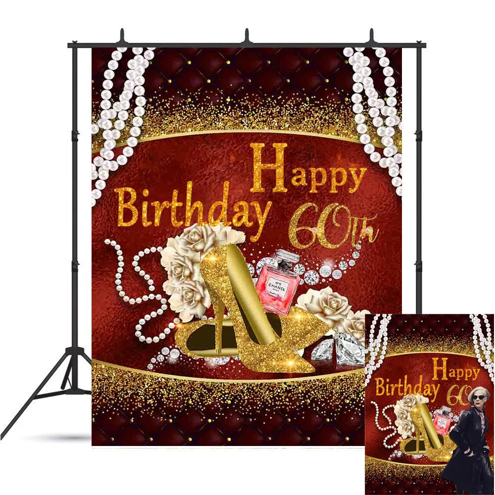 60th Birthday Party Decoration Photography Backdrop Lady Sixtieth Red Golden Banner High Heels Photo Background Vinyl 5x7ft
60th Birthday Party Decoration Photography Backdrop Lady Sixtieth Red Golden Banner High Heels Photo Background Vinyl 5x7ft