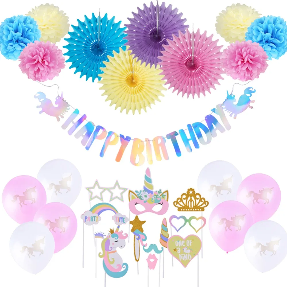Rainbow Unicorn Birthday Party Decor Photo Props Happy Birthday Banner Balloons Paper Fans Iridescent Party Supplies Hot Sale
Rainbow Unicorn Birthday Party Decor Photo Props Happy Birthday Banner Balloons Paper Fans Iridescent Party Supplies Hot Sale