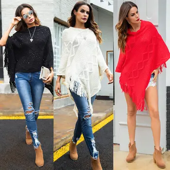 Hirigin Hot Sweater New Womens Ladies Fashion Knitted Warm Tassel Poncho Cape Wrap Shawl Jumper Sweater Outwear
Hirigin Hot Sweater New Womens Ladies Fashion Knitted Warm Tassel Poncho Cape Wrap Shawl Jumper Sweater Outwear
