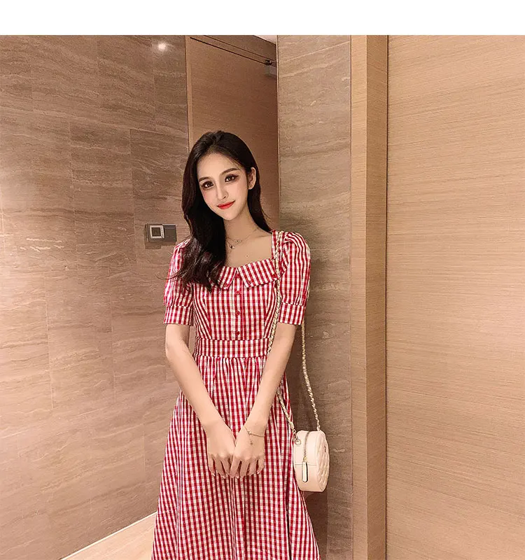 P Ammy Lapel Puff Short Sleeve Plaid Plaid Dress Female 2019 Summer Checkered new fashion party dress
P Ammy Lapel Puff Short Sleeve Plaid Plaid Dress Female 2019 Summer Checkered new fashion party dress