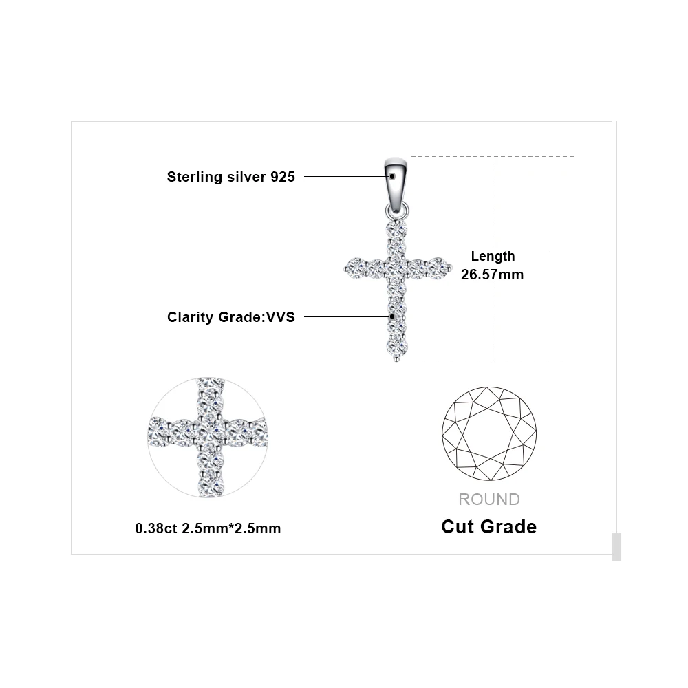 JPalace Cross CZ серебряное ожерелье колье из стерлингового серебра 925 пробы массивное