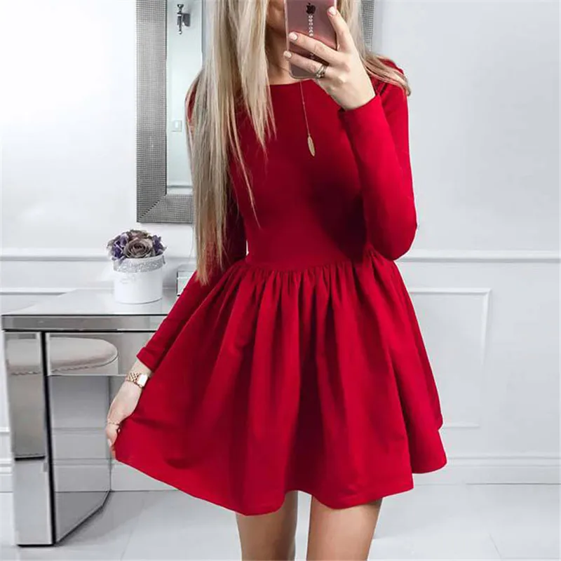 Summer Dress New Fashion for Women With Long Sleeve Solid Ball Dress Dress O-shaped Cute Mini Party Dresses
Summer Dress New Fashion for Women With Long Sleeve Solid Ball Dress Dress O-shaped Cute Mini Party Dresses