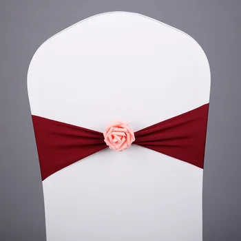 Burgandy colour spandex sashes with rose ball artifical flower for stretch chair covers wedding lycra bow tie band wholesale
Burgandy colour spandex sashes with rose ball artifical flower for stretch chair covers wedding lycra bow tie band wholesale