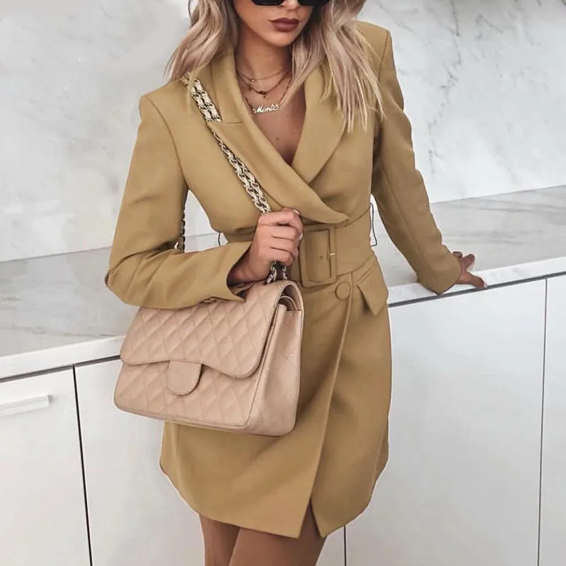 Bella philosophy Vintage double breasted blazer Turn-down collar sashes khaki blazer feminino Office ladies solid fashion coats
Bella philosophy Vintage double breasted blazer Turn-down collar sashes khaki blazer feminino Office ladies solid fashion coats