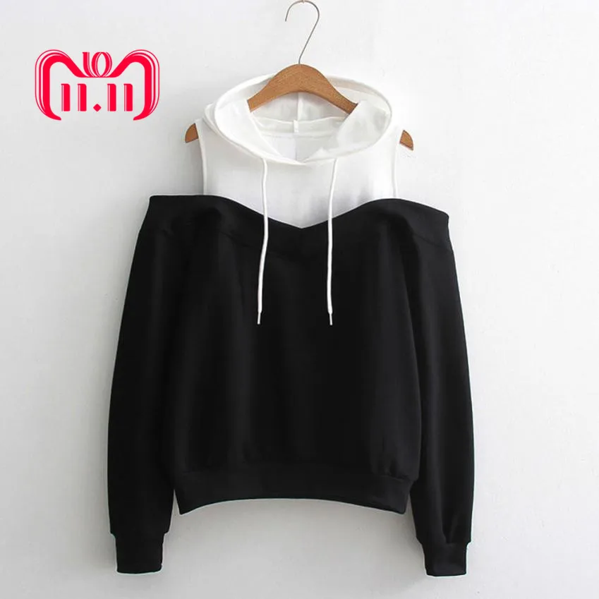 Feitong Womens Patchwork Sweatshirts Hoodie Sexy Cold Shoulder Long Sleeve Sweatshirt Hooded Pullover Tops Jumper sudadera mujer
Feitong Womens Patchwork Sweatshirts Hoodie Sexy Cold Shoulder Long Sleeve Sweatshirt Hooded Pullover Tops Jumper sudadera mujer