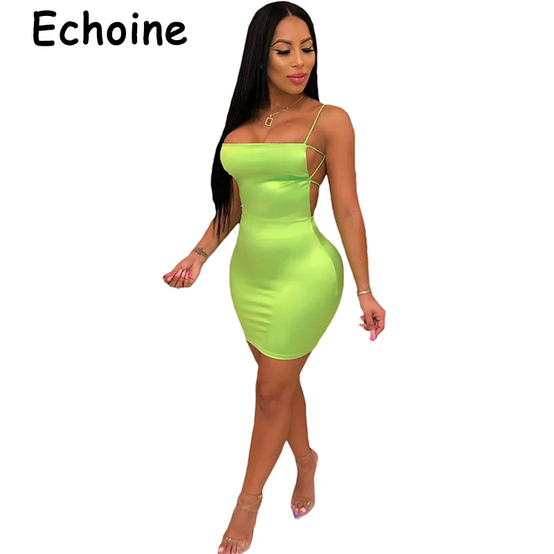 Echoine Sexy Spaghetti Straps Solid Color Low Cut Dress Bandage Backless Bodycon Clubwear Outfits Summer Dress Ladies 2019
Echoine Sexy Spaghetti Straps Solid Color Low Cut Dress Bandage Backless Bodycon Clubwear Outfits Summer Dress Ladies 2019