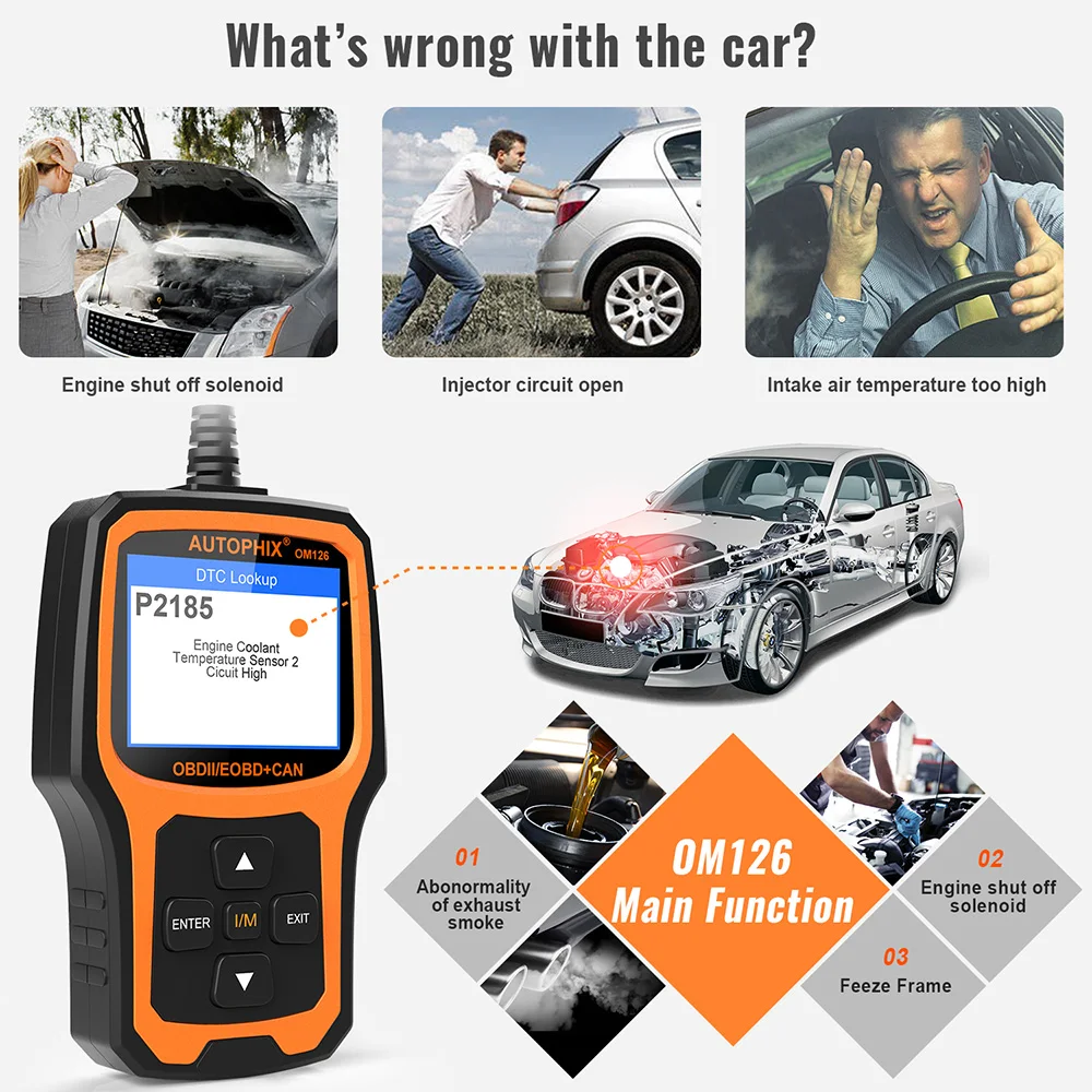 Автомобильный сканер Autophix Om126 OBD2 для диагностики автомобиля|tools for car|engine analyzertools car