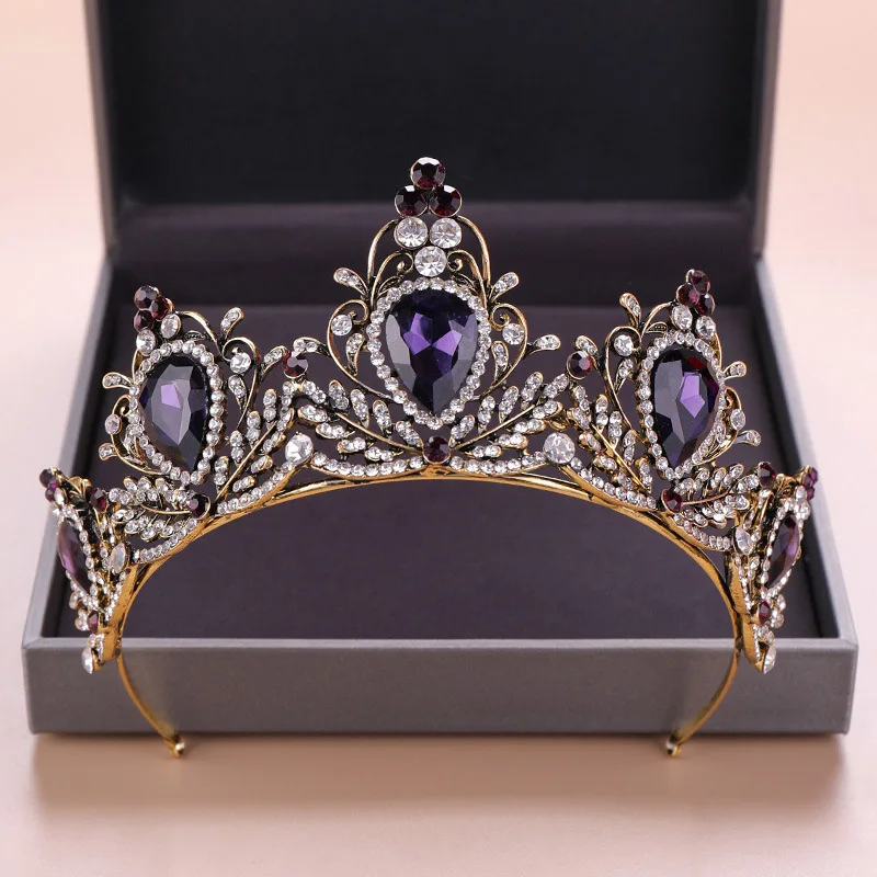 Vintage Purple Crystal Water Drop Diadem Headpiece Rhinestone Bridal Crown Tiara Headband Women Wedding Hair Jewelry Accessories
Vintage Purple Crystal Water Drop Diadem Headpiece Rhinestone Bridal Crown Tiara Headband Women Wedding Hair Jewelry Accessories