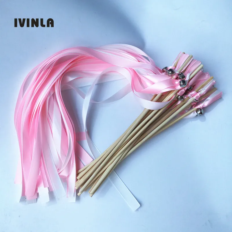Newest 50pcs/lot pink and white wedding ribbon wands with sliver bell for wedding decoration
Newest 50pcs/lot pink and white wedding ribbon wands with sliver bell for wedding decoration
