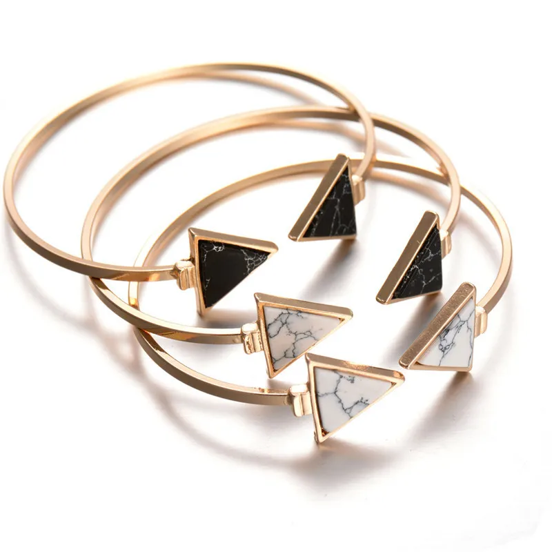 Adjustable Fashion Gold Plate White Black blue stone Triangle Faux Marble Stone Cuff Bangle Bracelet Geometric jewelry for women
Adjustable Fashion Gold Plate White Black blue stone Triangle Faux Marble Stone Cuff Bangle Bracelet Geometric jewelry for women