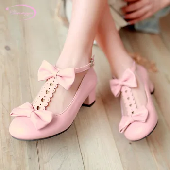 Chainingyee sweet style round head pumps fashion bowknot belt buckle black pink beige thick middle heel women's shoes
Chainingyee sweet style round head pumps fashion bowknot belt buckle black pink beige thick middle heel women's shoes