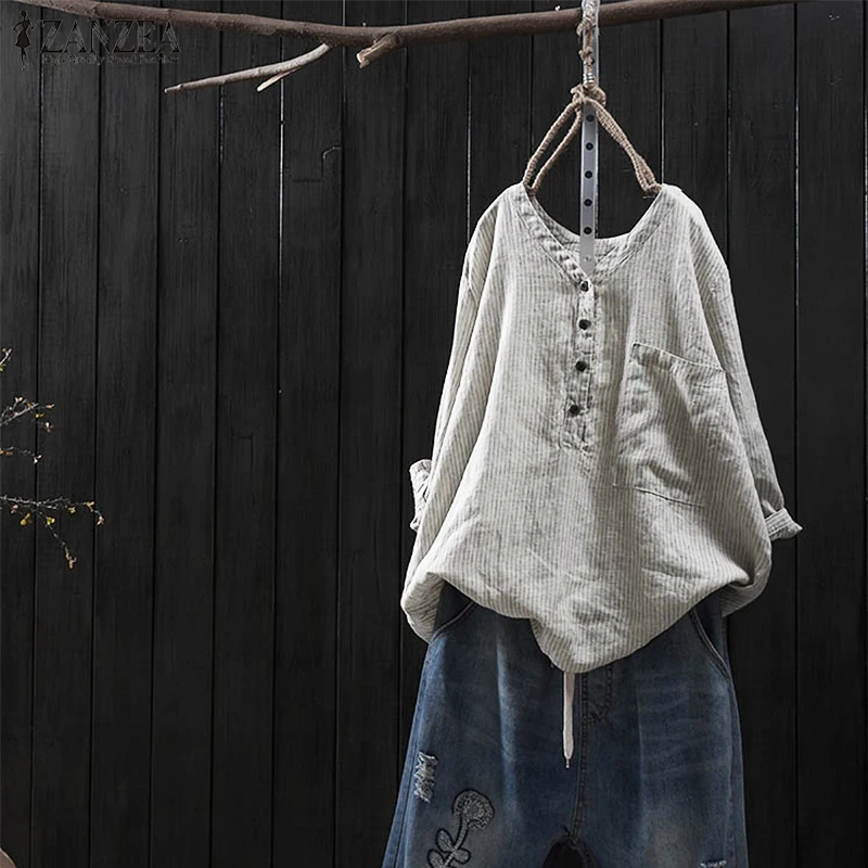 2019 Autumn Fashion ZANZEA Elegant Striped Work Office Blouse Women Cotton Linen Shirt Casual V Neck Long Sleeve Loose Blusas
2019 Autumn Fashion ZANZEA Elegant Striped Work Office Blouse Women Cotton Linen Shirt Casual V Neck Long Sleeve Loose Blusas