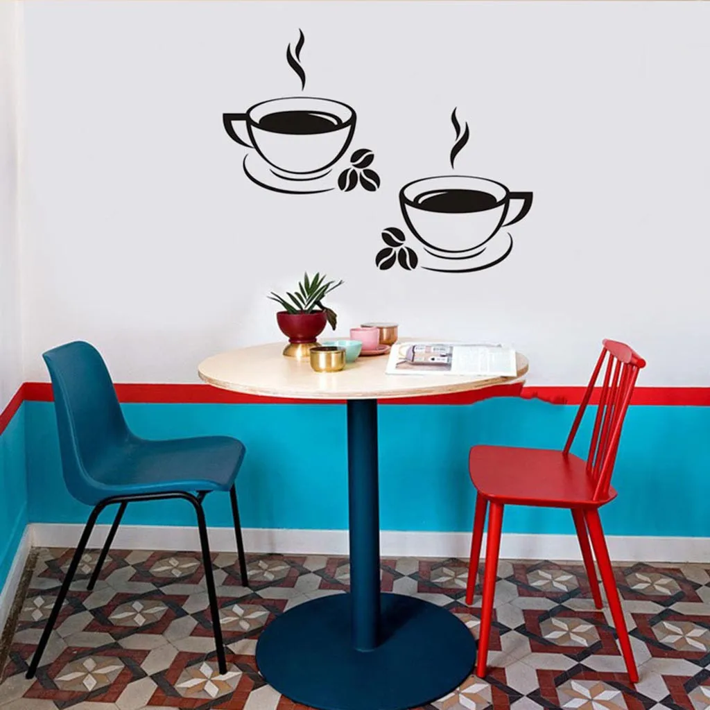Kitchen Coffee House Cup Wall Stickers Vinyl Decal Mural Home Decor Removable Mobile Creative Affixed With Decorative | Дом и сад