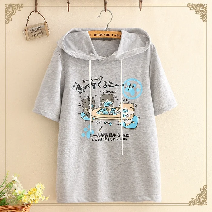 Waliicorners Japanese Cute Anime White T Shirt Women Harajuku Kawaii Black Cat Ear Print Children Girl Tops 2019 Casual Loose 90s Tee Shirts 22 HTB1u1uca8Gw3KVjSZFw762Q2FXaV