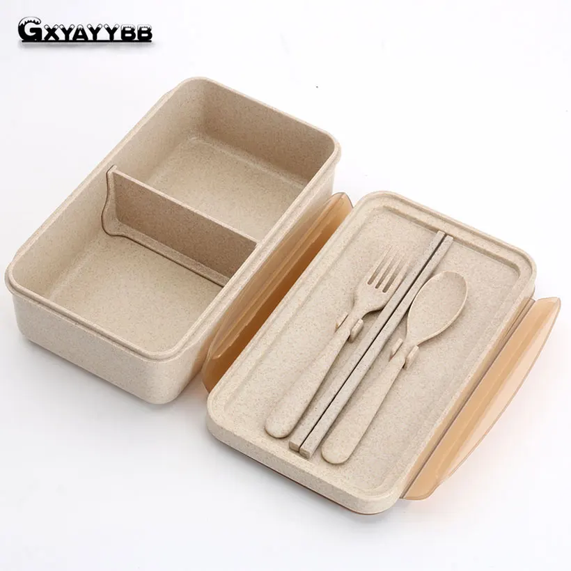 GXYAYYBB пищевая Пшеничная солома силиконовый Ланч бокс с ручкой Bento портативный для