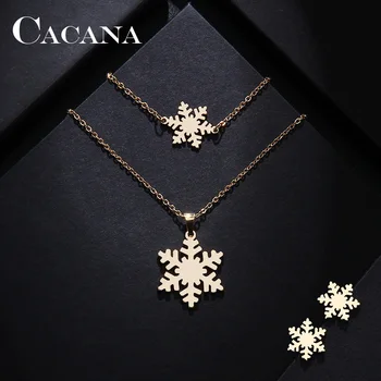 CACANA Stainless Steel Sets For Women Snow Shape Necklace Bracelet Earring Jewelry Lover's Engagement Jewelry
CACANA Stainless Steel Sets For Women Snow Shape Necklace Bracelet Earring Jewelry Lover's Engagement Jewelry