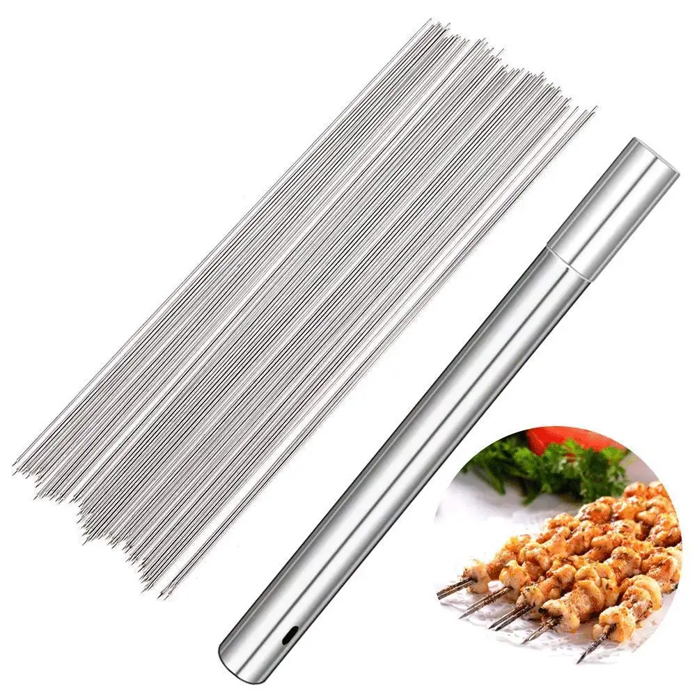 Barbecue Skewers, 100 PCS Stainless Steel Barbecue Skewer BBQ Needle Sticks with Holder for Outings Cooking Tools
Barbecue Skewers, 100 PCS Stainless Steel Barbecue Skewer BBQ Needle Sticks with Holder for Outings Cooking Tools