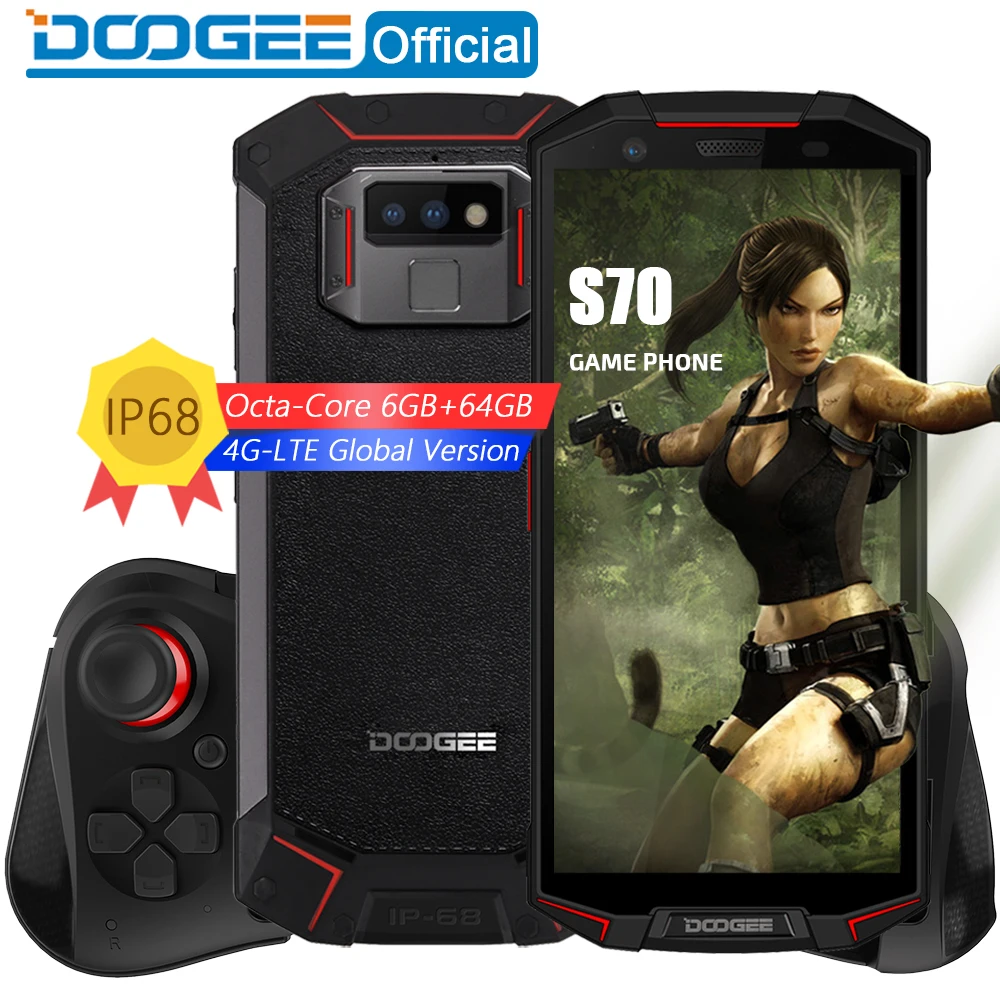 

DOOGEE S70 Game Phone IP68/IP69K Waterproof Wireless Charge NFC 5500mAh 12V2A Quick Charge 5.99 FHD Helio P23 Octa Core 6GB 64GB