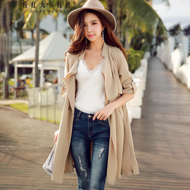 Dabuwawa Spring Women Casual Thin Long Trench Solid Turn-down Collar Elegant Windbreaker Outwear Khaki Red D18ATC014
Dabuwawa Spring Women Casual Thin Long Trench Solid Turn-down Collar Elegant Windbreaker Outwear Khaki Red D18ATC014