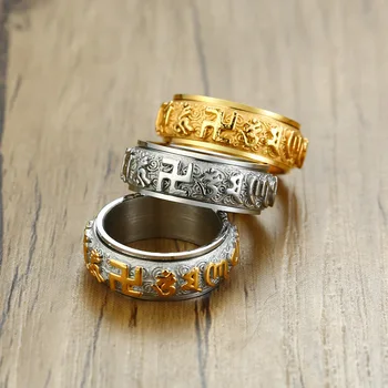 Mling Rotatable Swastika Rings Men Spinner Stainless Steel Rings for Women Male Band Religious Buddhism Lucky Jewelry Size 6-13
Mling Rotatable Swastika Rings Men Spinner Stainless Steel Rings for Women Male Band Religious Buddhism Lucky Jewelry Size 6-13