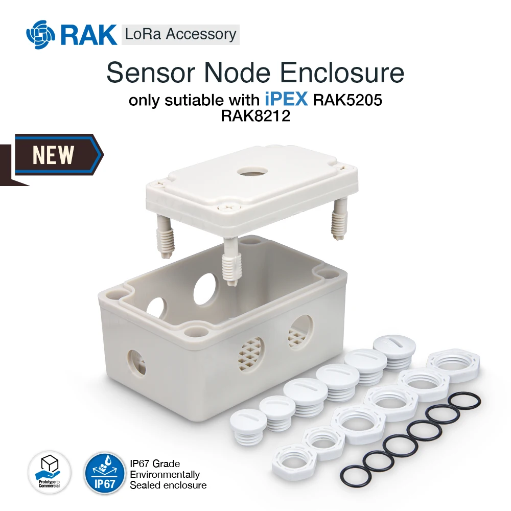 Sensor Node Enclosure is a small, light, yet very solid outdoor box. It is rated IP67(NEMA-6)
Sensor Node Enclosure is a small, light, yet very solid outdoor box. It is rated IP67(NEMA-6)