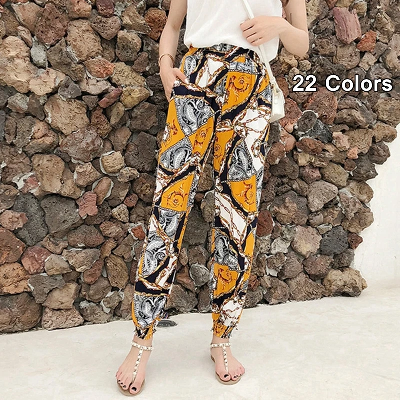 2019 Summer Loose Boho Pants High Elastic Waist Women Pants Long Fashion Vintage Soft Female Trousers National Style Harem Pants
2019 Summer Loose Boho Pants High Elastic Waist Women Pants Long Fashion Vintage Soft Female Trousers National Style Harem Pants