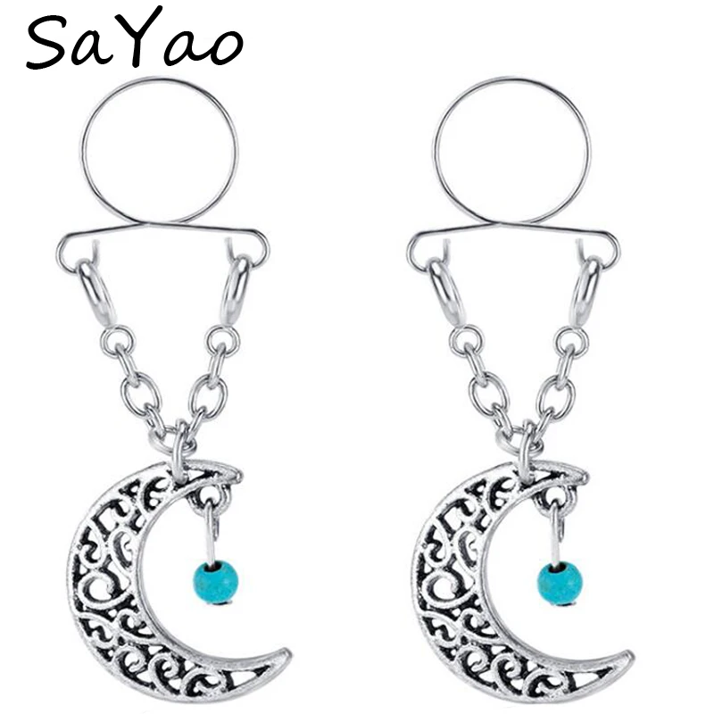 SaYao 2 Piece 2018 Moon Fake Nipple Rings Love Tassels Blue CIRCLE STAINLESS STEEL CLIP ON NON PIERCING NIPPLE SHIELD RINGS
SaYao 2 Piece 2018 Moon Fake Nipple Rings Love Tassels Blue CIRCLE STAINLESS STEEL CLIP ON NON PIERCING NIPPLE SHIELD RINGS