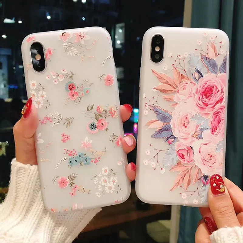 Rose SE Soft TPU Cover Flower Silicon Phone Cases For iPhone Models