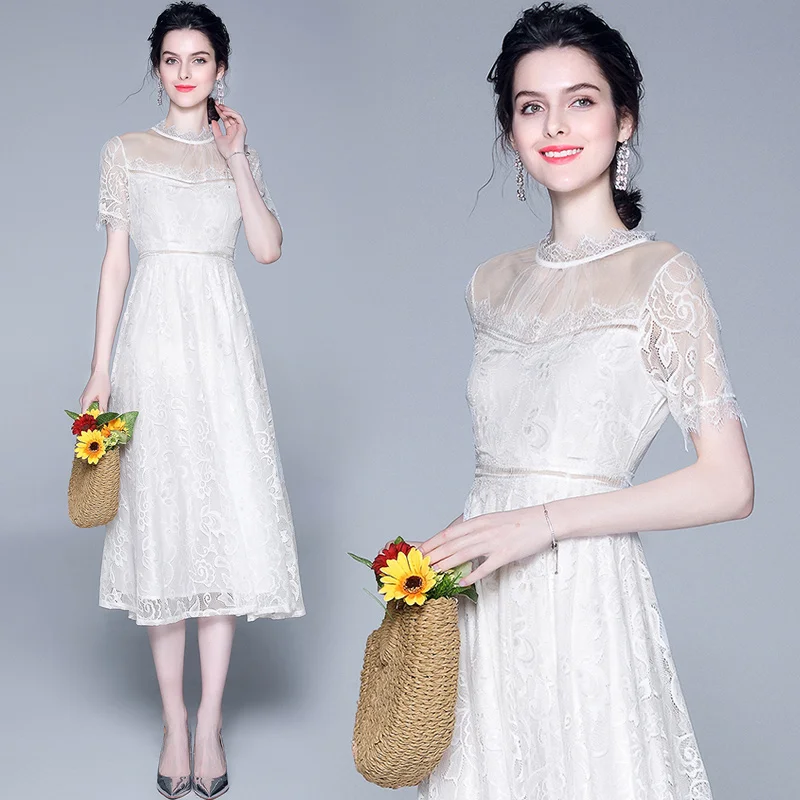 women ladies Designer 2019 summer sexy white lace Slim A-line Skater Casual Cocktail party midi Swing office work Business dress
women ladies Designer 2019 summer sexy white lace Slim A-line Skater Casual Cocktail party midi Swing office work Business dress