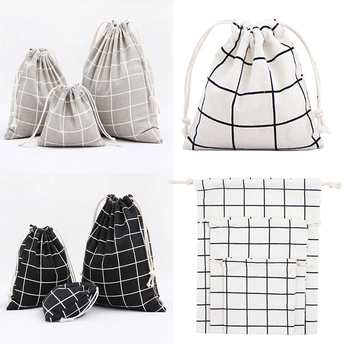 Simple Grid Cotton Linen Fabric Travel Drawstring Tote Storage Bag Organizer Bag For Underwear Toy Storage Bag 1pcs
Simple Grid Cotton Linen Fabric Travel Drawstring Tote Storage Bag Organizer Bag For Underwear Toy Storage Bag 1pcs