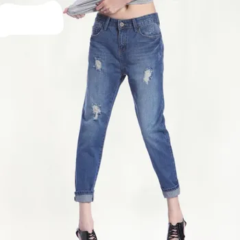

Mom Jeans High Waist Vintage Ripped Distressed Denim Pants For Women Lady Teen Girls Fashion Loose Boyfriend Trousers Plus Size