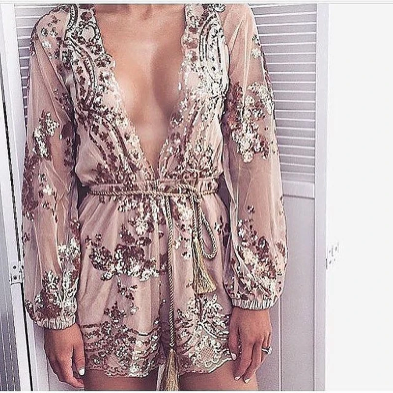 Macacao Feminino Shorts Female Rompers Womens Jumpsuit Sexy V Neck Long Sleeve Mesh Sequin Jumpsuits Playsuit Overalls Women
Macacao Feminino Shorts Female Rompers Womens Jumpsuit Sexy V Neck Long Sleeve Mesh Sequin Jumpsuits Playsuit Overalls Women