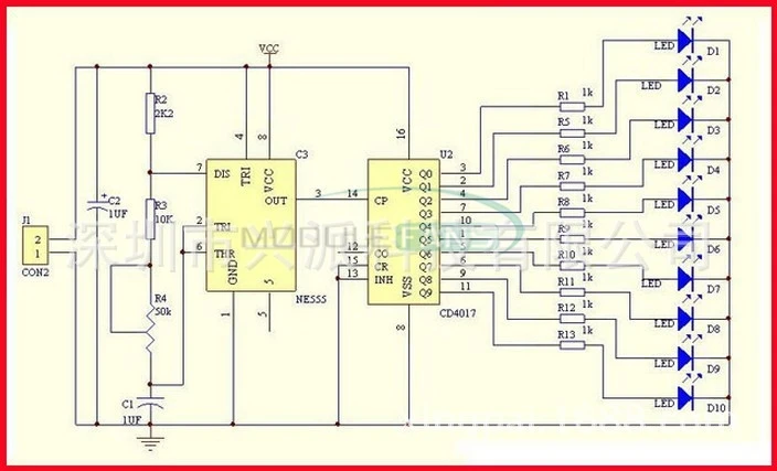 DIY Kit Running Flow LED Light Production Suite Electronic NE555+CD4017 RU