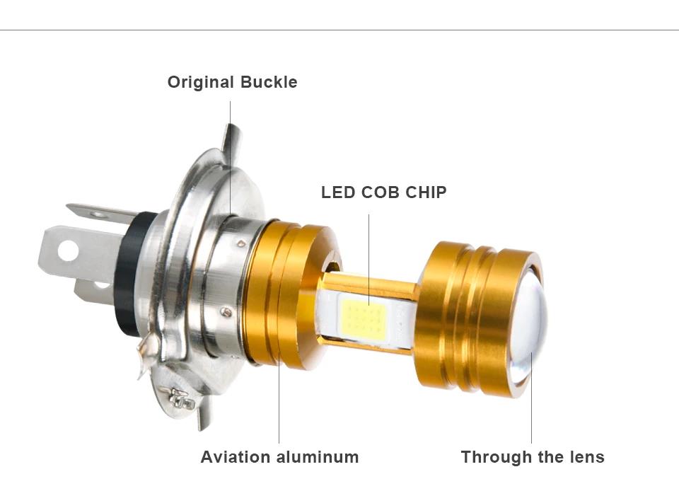 Aceersun 1Pcs H4 P15D BA20D COB LED Motorcycle Headlight High Low Beam Light 3400lm Super Bright White Motorbike Head Lamp Bulb (3)