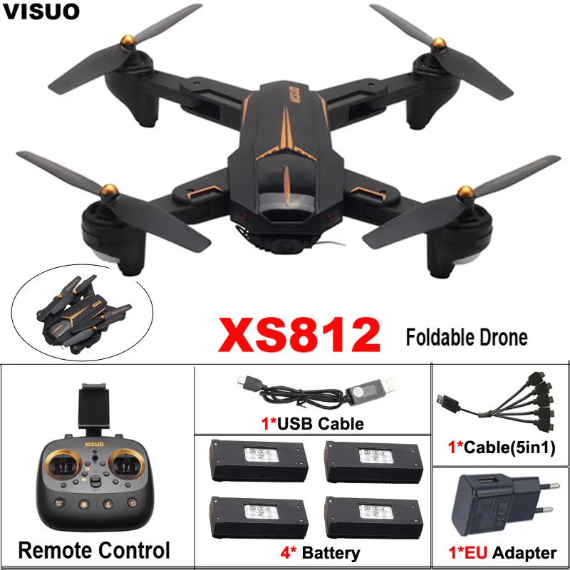 VISUO XS809W XS812 Mini Foldable Selfie Drone with 2MP/5MP Camera 5G WiFi+GPS Positoning RC Helicopter Altitude Hold Quadcopter
VISUO XS809W XS812 Mini Foldable Selfie Drone with 2MP/5MP Camera 5G WiFi+GPS Positoning RC Helicopter Altitude Hold Quadcopter