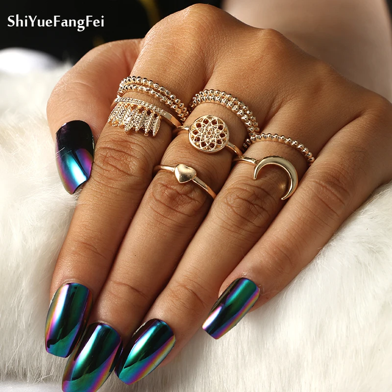 Bohemian Crown Heart Moon Carved Knuckle Rings Set for Women Midi Finger Ring Statement Ring Anillos Mujer Jewellery 9PCS
Bohemian Crown Heart Moon Carved Knuckle Rings Set for Women Midi Finger Ring Statement Ring Anillos Mujer Jewellery 9PCS