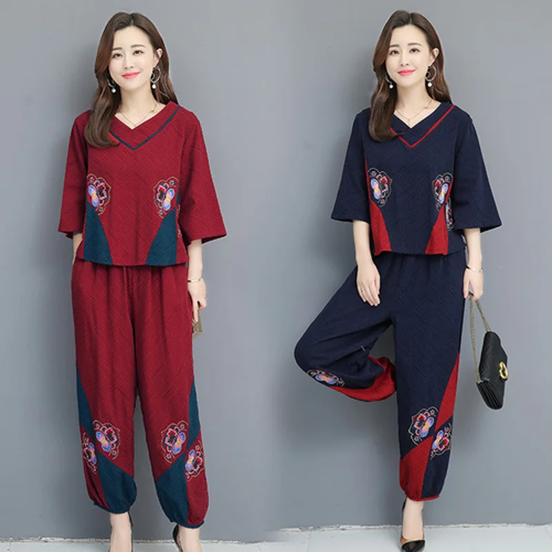 Large size ethnic style ladies suit cotton and linen female spring new nine points wide leg pants fashion two-piece autumn
Large size ethnic style ladies suit cotton and linen female spring new nine points wide leg pants fashion two-piece autumn