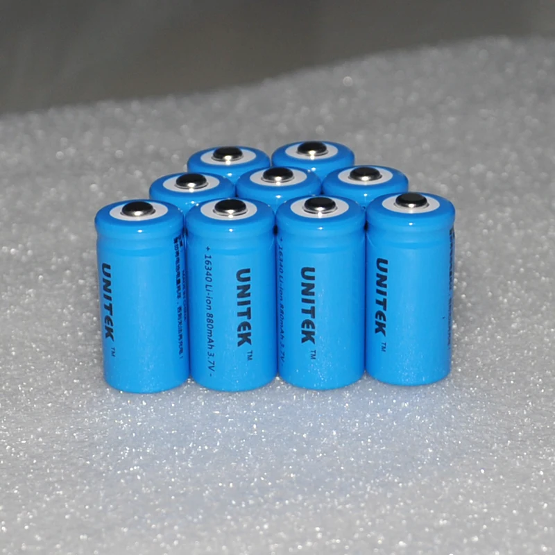 4-10pcs/lot 16340 UNITEK 3.7v ICR li-ion battery 880mah rechargeable lithium ion cell CR123A CR 123 for laser flashlight torch
4-10pcs/lot 16340 UNITEK 3.7v ICR li-ion battery 880mah rechargeable lithium ion cell CR123A CR 123 for laser flashlight torch