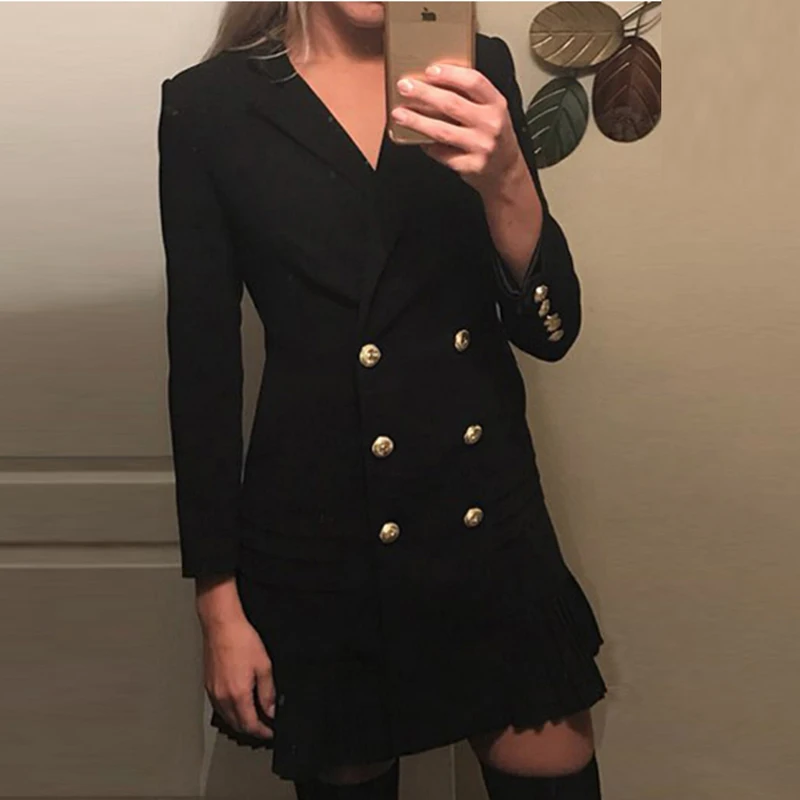 EXCELLENT QUALITY 2023 Stylish Career Women Lion Buttons Notched Collar Pleated Dress
EXCELLENT QUALITY 2023 Stylish Career Women Lion Buttons Notched Collar Pleated Dress
