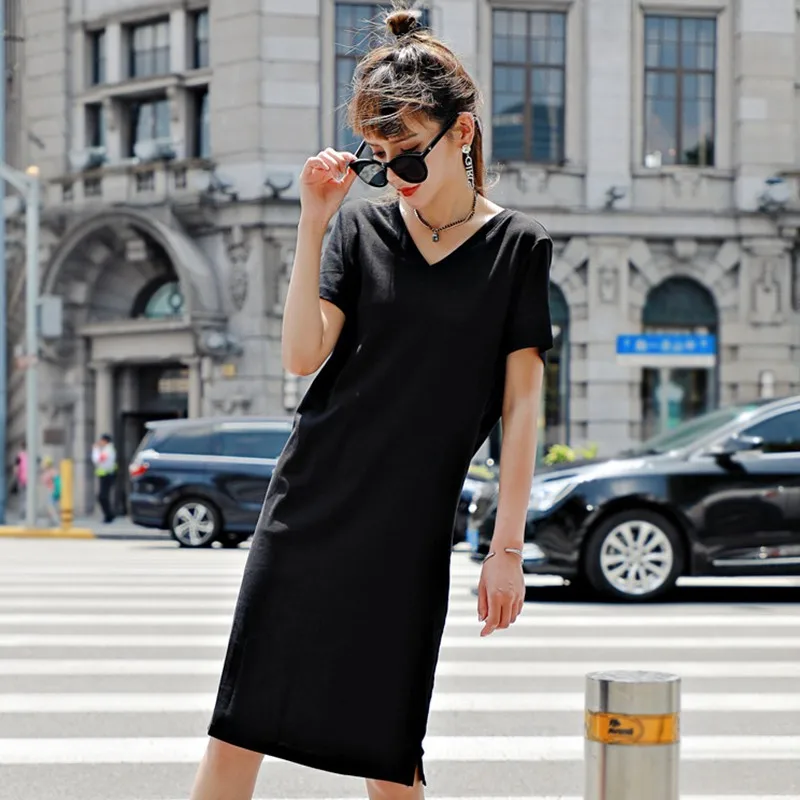 Women's V-Neck Short Sleeve Casual Back Crisscross Midi T-Shirt Dress Korean Style Summer Knee-Length Dress US Shipping
Women's V-Neck Short Sleeve Casual Back Crisscross Midi T-Shirt Dress Korean Style Summer Knee-Length Dress US Shipping