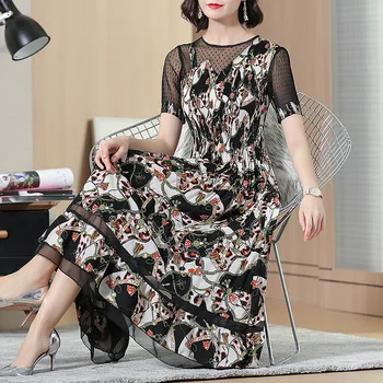 Women Dress 2019 Casual Slim Printed Mid-calf Dresses 2019 Summer Fashion O-neck A-line Lace Stitching Dress XL-01
Women Dress 2019 Casual Slim Printed Mid-calf Dresses 2019 Summer Fashion O-neck A-line Lace Stitching Dress XL-01