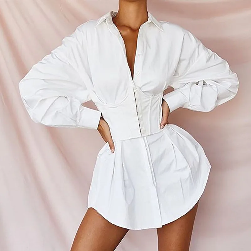 Batwing sleeve white mini dress autumn Women casual office lady pleated shirt dress Bandage party club bodycon elegant dress
Batwing sleeve white mini dress autumn Women casual office lady pleated shirt dress Bandage party club bodycon elegant dress
