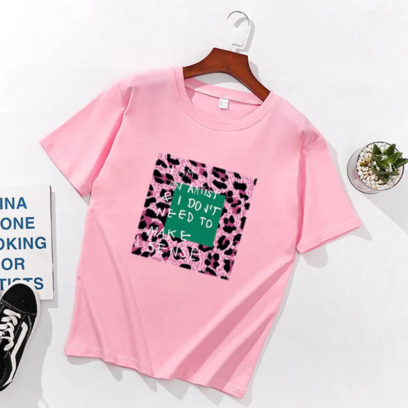 S-3XL Leopard Letter Printed Cotton Spandex Soft T Shirt Women Shirts O Neck Short Sleeve Summer T-Shirt Tops Casual Pink TShirt
S-3XL Leopard Letter Printed Cotton Spandex Soft T Shirt Women Shirts O Neck Short Sleeve Summer T-Shirt Tops Casual Pink TShirt