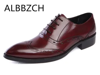 Genuine Leather Dress Men Shoes Brogue Business Work Man Shoes Men's Wedding Shoes Pointed Laces Carving Oxfords Men Shoes 38-44
Genuine Leather Dress Men Shoes Brogue Business Work Man Shoes Men's Wedding Shoes Pointed Laces Carving Oxfords Men Shoes 38-44