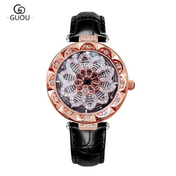 GUOU Brand Watch For Women Rhinestone Watches Lady Rotation Dress Watch Real Leather Band Creative Ladies Wristwatch Reloj mujer
GUOU Brand Watch For Women Rhinestone Watches Lady Rotation Dress Watch Real Leather Band Creative Ladies Wristwatch Reloj mujer